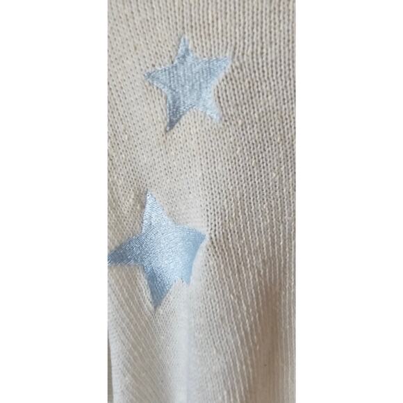 Storia Star Fringe Hem Boat Neck Sweater Emb Stars Oversized Womens Size M - Picture 6 of 8